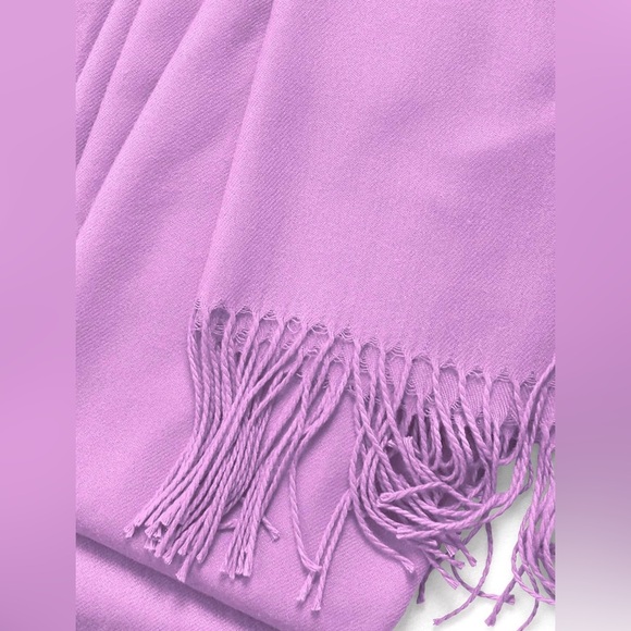 Unisex Large Lightweight Soft Silky Real Cashmere Shawl Wrap Scarf -lilac - Picture 2 of 5